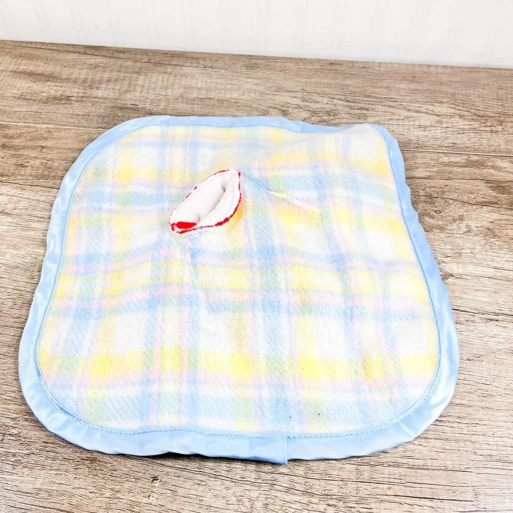 Vintage Knickerbocker Snoopy Plaid Satin Baby Security‎ Blanket Peanuts RARE